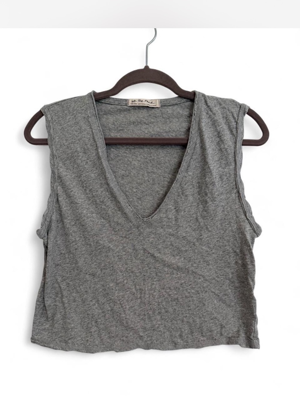 WE THE FREE CLEO V NECK GRAY TEE TANK TOP SIZE XS LIGHTWEIGHT